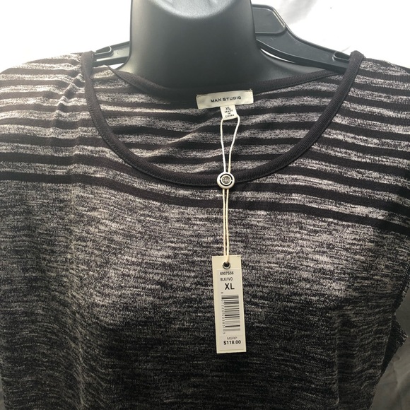 Max Studio Grey Marled Striped Knit Dress XL - Picture 4 of 6